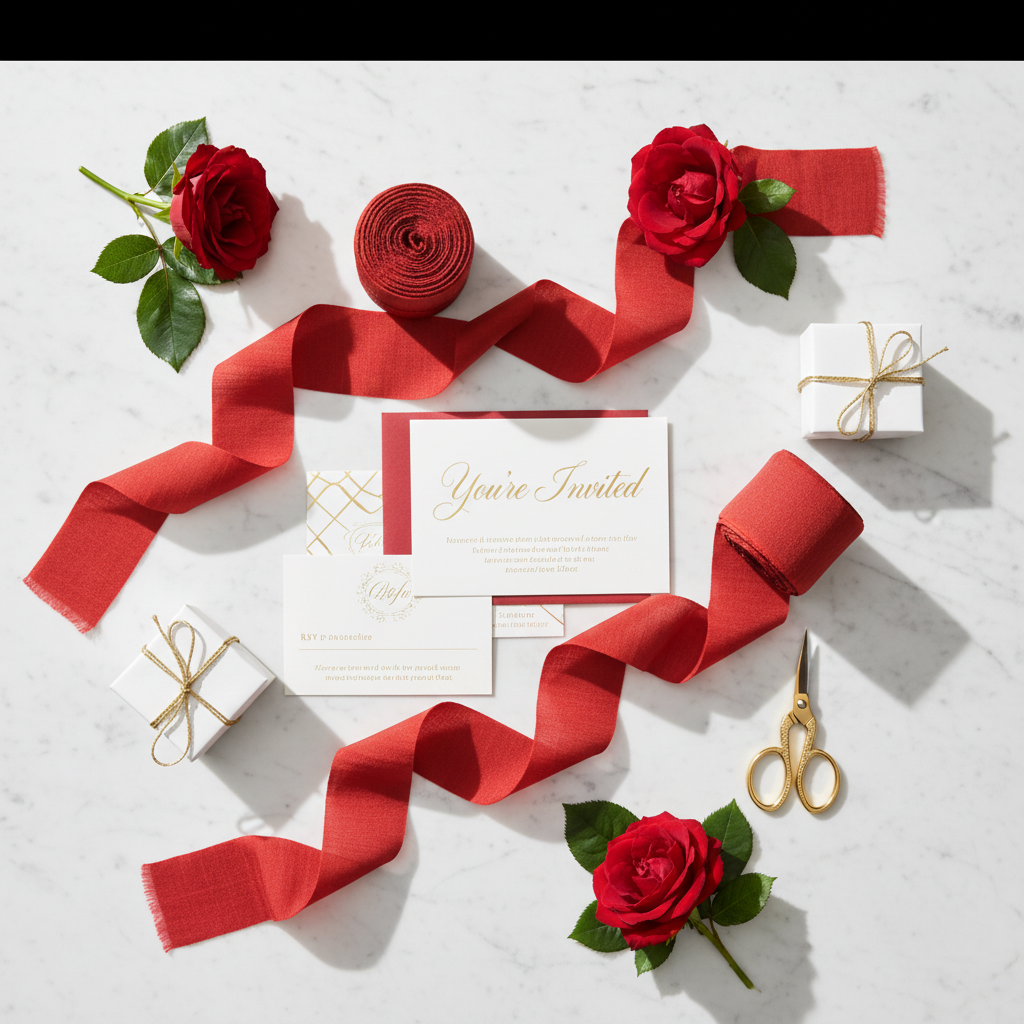 Knitsilk Luxurious Dupioni Satin Ribbon (1.5 "x 7yds x 3count), Red Ribbon Set for Gift Wrapping, Decorating Bouquet Wrap and Crafts