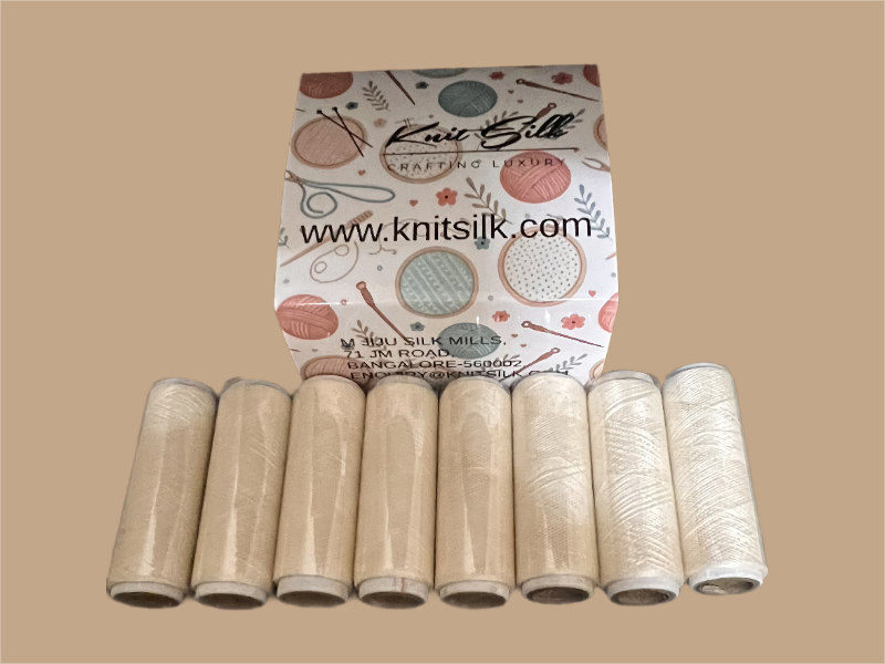 Mulberry Silk Embroidery Thread - Natural Cream - Pack of 8 Tubes (100m Each)