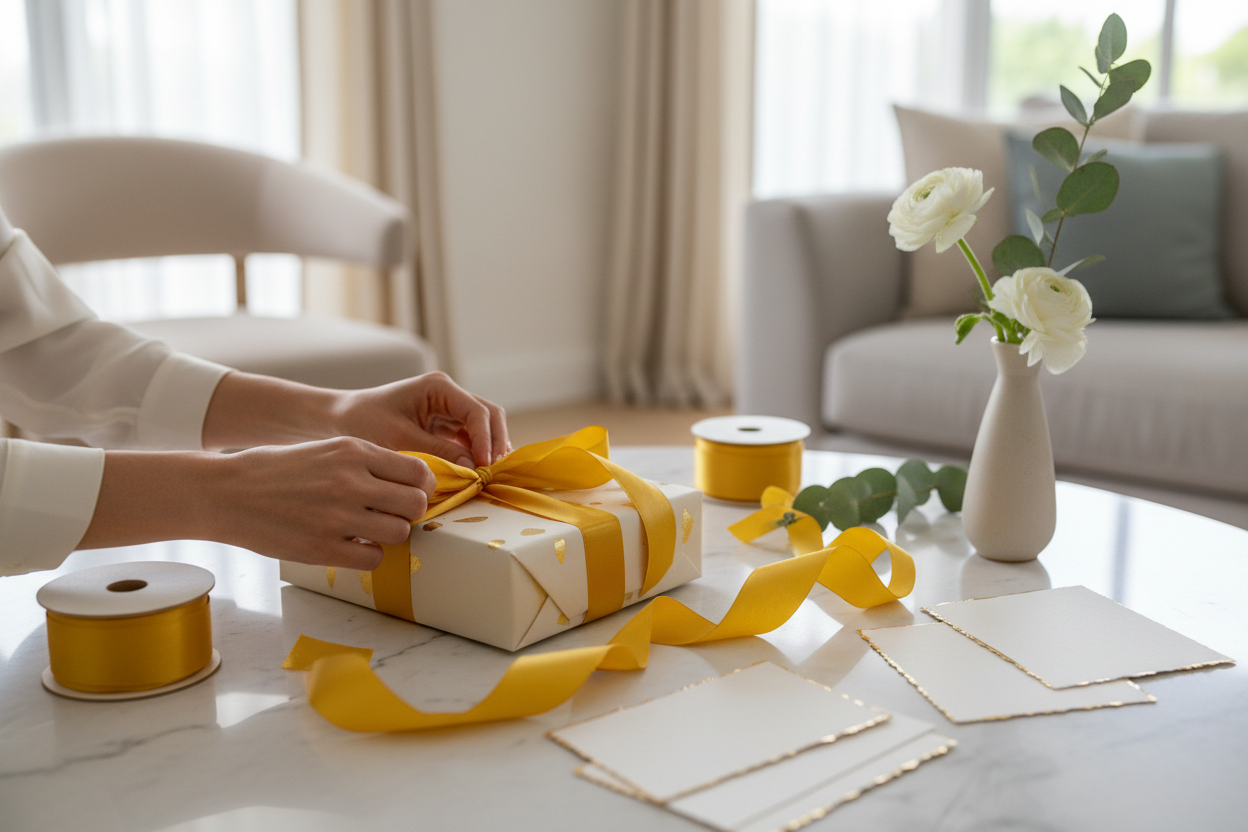 Enhanced lifestyle image with ribbon texture focus