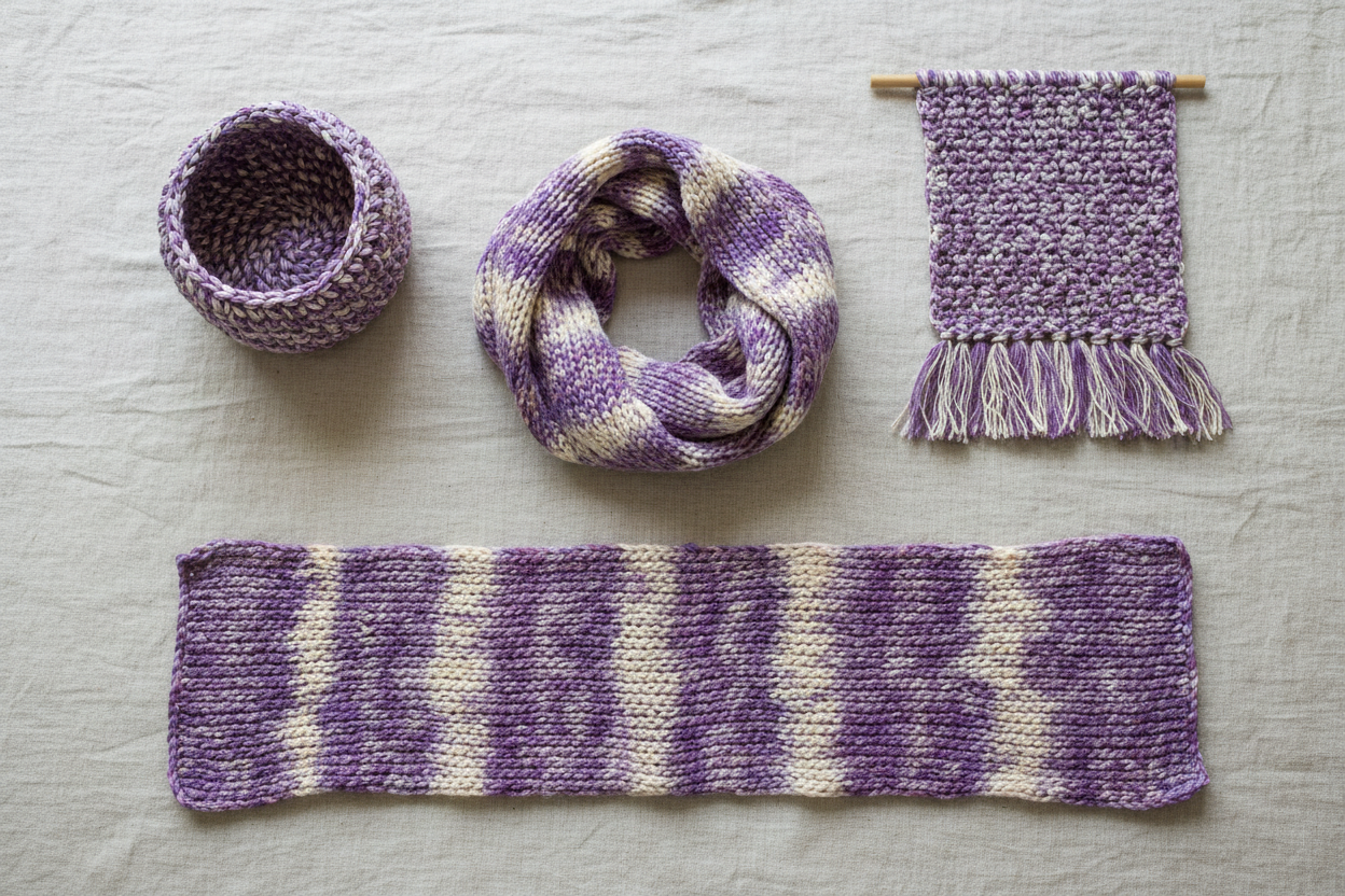 Knitsilk Recycled Shibori Sari Silk Ribbon Yarn-Purple| Best for Crochet, Knitting, and Embroidery |50 GMS-30 Yards