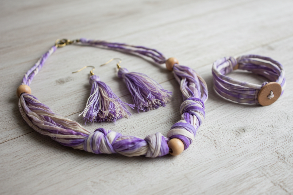 Knitsilk Recycled Shibori Sari Silk Ribbon Yarn-Purple| Best for Crochet, Knitting, and Embroidery |50 GMS-30 Yards