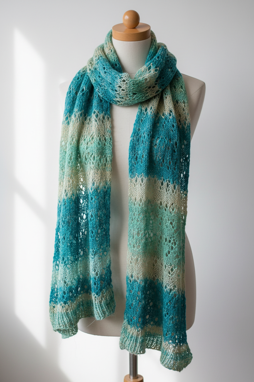 Knitsilk Recycled Shibori Sari Silk Ribbon Yarn-Light Blue| Best for Crochet, Knitting, and Embroidery |50 GMS-30 Yards