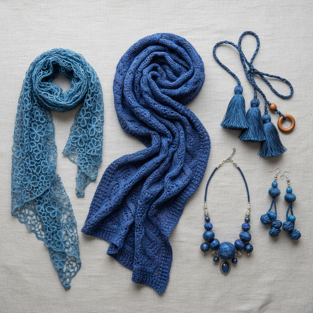 Knitsilk Premium Recycled Sari Silk Yarn – Blue Color (100 Grams)