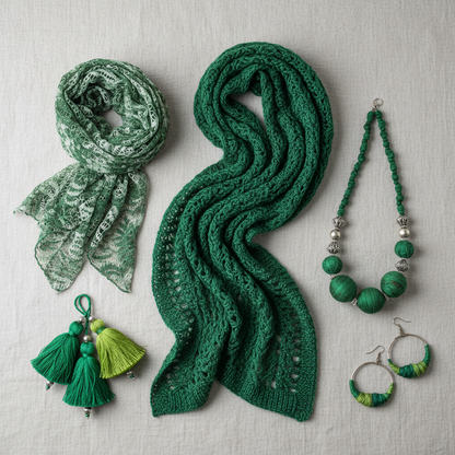 Knitsilk Premium Recycled Sari Silk Yarn – Green Color (100 Grams)