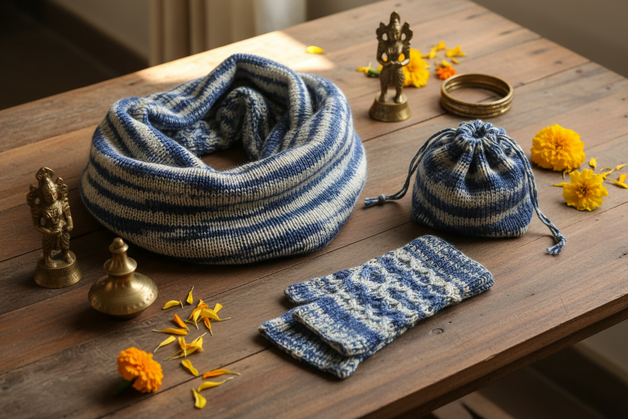 Knitsilk Recycled Shibori Sari Silk Ribbon Yarn-Royal blue| Best for Crochet, Knitting, and Embroidery |50 GMS-30 Yards