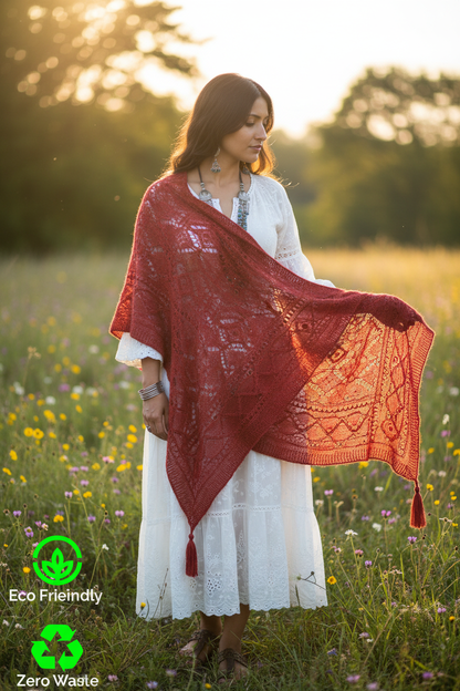 Finished Red Silk Shawl