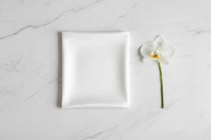 Flat Lay – White Marble with Orchid