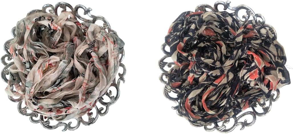 Knitsilk 100% Silk Chiffon Frayed Bulky Printed Ribbon – 25 Yards × 2 Pack