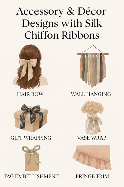 Knitsilk 100% Silk Chiffon Frayed Bulky Printed Ribbon – 25 Yards × 2 Pack