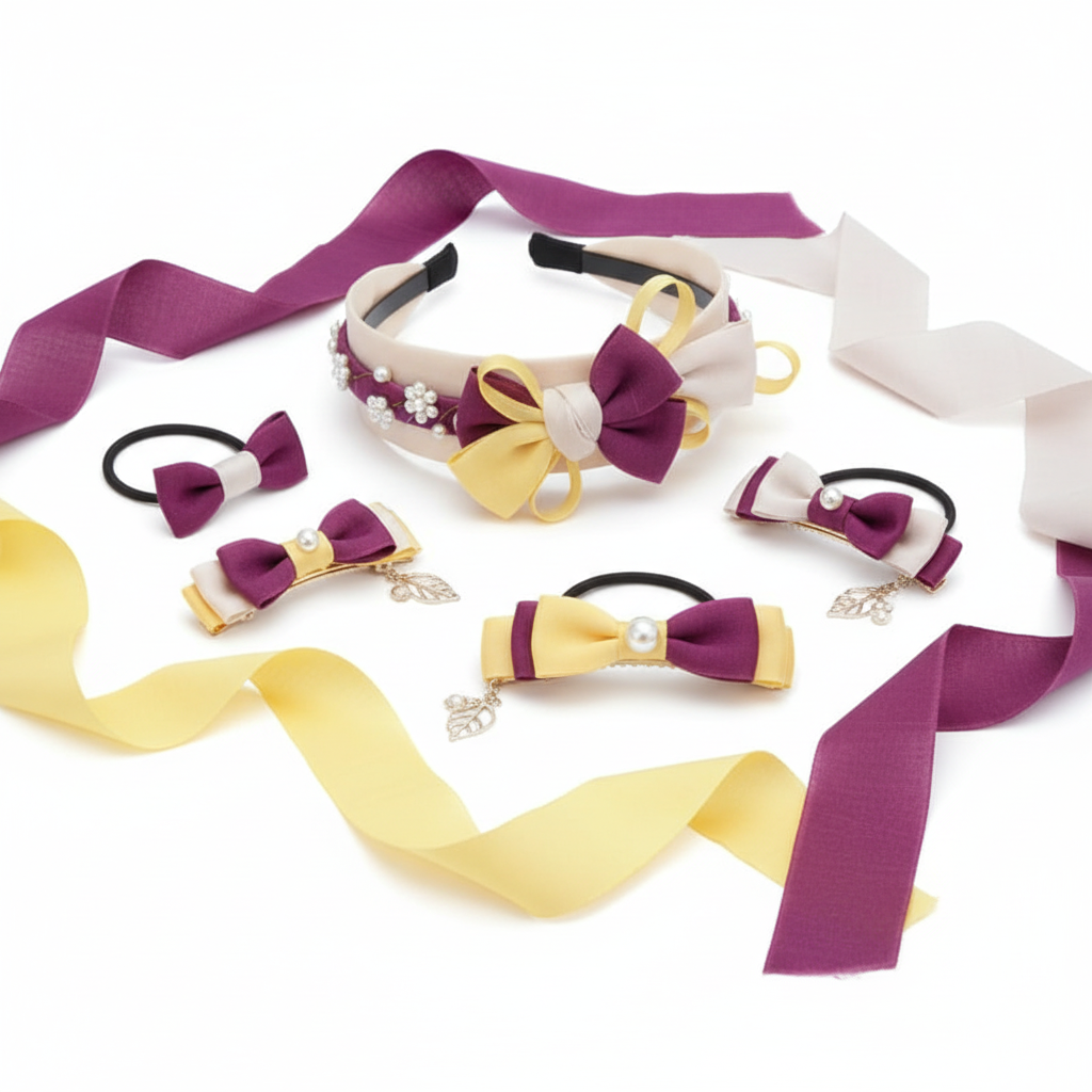 Knitsilk Luxurious Dupioni Satin Ribbon (1.5 "x 7yds x 3count), Magenta and Yellow  Ribbon Set for Gift Wrapping, Decorating Bouquet Wrap and Crafts