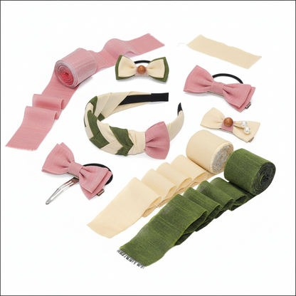 Knitsilk Luxurious Dupioni Satin Ribbon (1.5 "x 7yds x 3count),Green and Cream  Ribbon Set for Gift Wrapping, Decorating Bouquet Wrap and Crafts