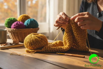 Knitsilk Recycled Sari Silk Yarn – Mustard | 85 Yards | 100g | Eco-Friendly Handspun Fiber for Knitting, Crochet & Weaving