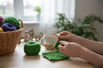 Knitsilk Recycled Sari Silk Yarn – Ocean of Green Colour | 85 Yards | 100g | Eco-Friendly Handspun Fiber for Knitting, Crochet & Weaving