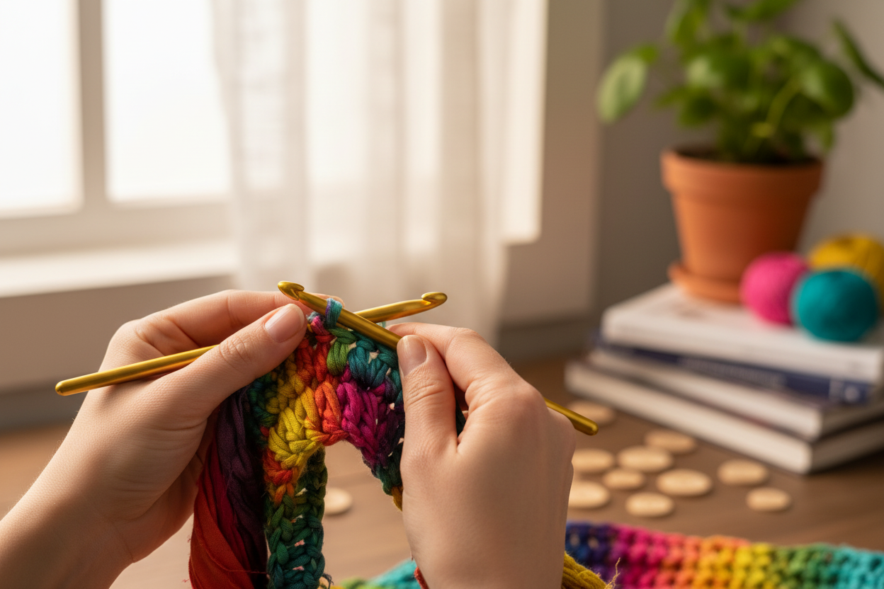 Knitsilk Recycled Sari Silk Ribbon, 30 Yards, 50 Grams - for Knitting, Weaving & Crochet (Multicolor Tie-Dye)