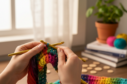 Knitsilk Recycled Sari Silk Ribbon, 30 Yards, 50 Grams - for Knitting, Weaving & Crochet (Multicolor Tie-Dye)