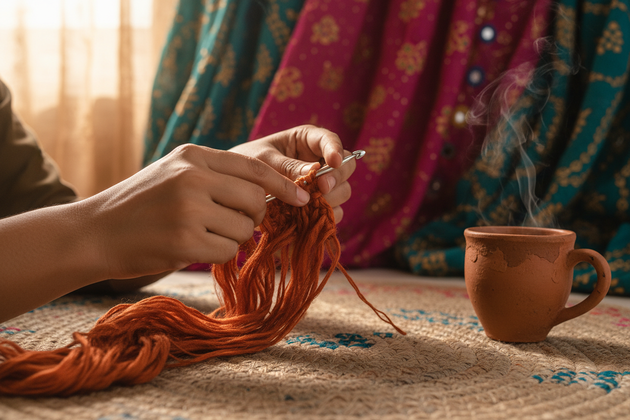 Knitsilk Recycled Sari Silk Ribbon Yarn — Super Bulky Rust (50g / 30 yd)