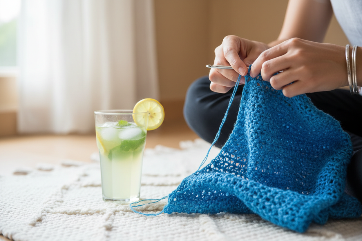 Knitsilk Recycled Sari Silk Ribbon Yarn — Super Bulky Blue (50g / 30 yd)