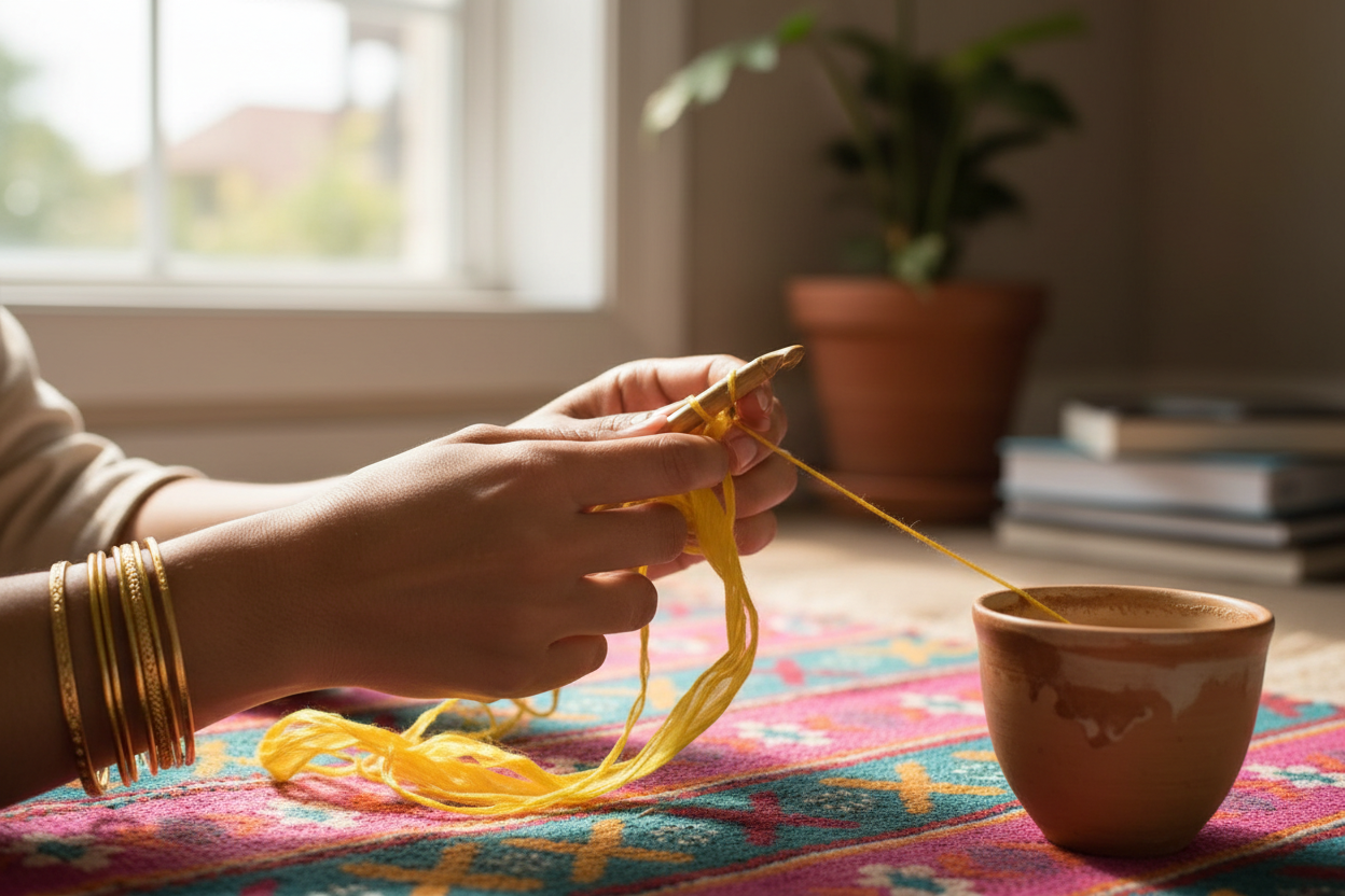 Knitsilk Recycled Sari Silk Ribbon Yarn — Super Bulky Yellow (50g / 30 yd)