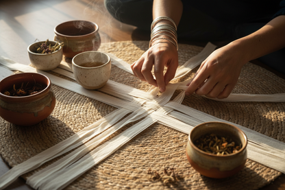 Knitsilk Recycled Mulberry Sari Silk Ribbon Yarn | 10 x 1-Yard Pieces | Natural Undyed Dyeable Frayed Strips for Knitting, Mixed Media, & DIY Crafts