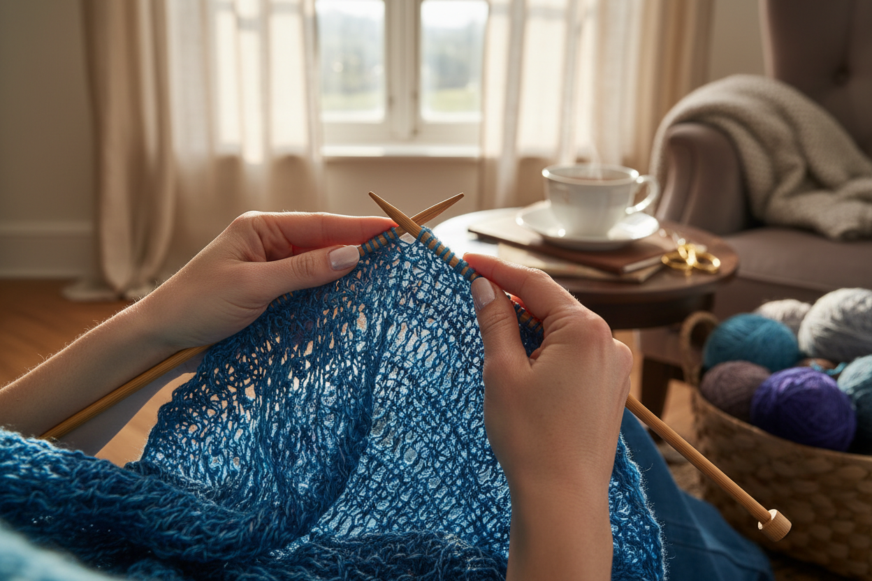 Knitsilk Premium Recycled Sari Silk Yarn – Blue Color (100 Grams)