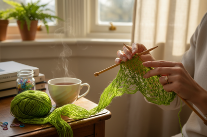 Knitsilk Premium Recycled Sari Silk Yarn –  Parrot Green Color (100 Grams)