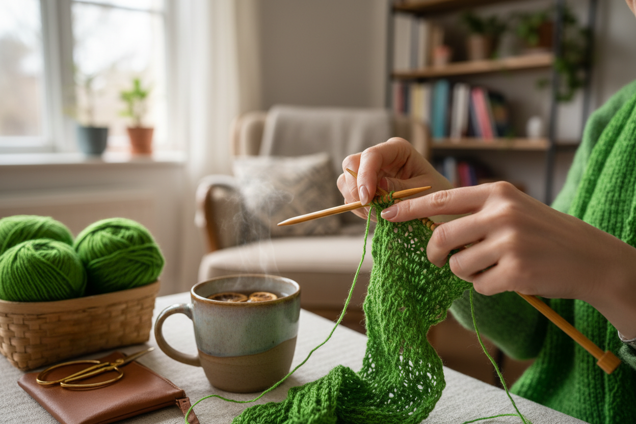 Knitsilk Premium Recycled Sari Silk Yarn –  Parrot Green Color (100 Grams)