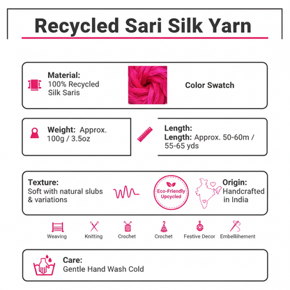Knitsilk Recycled Sari Silk Ribbon Yarn — Super Bulky Hot pink(50g / 30 yd)