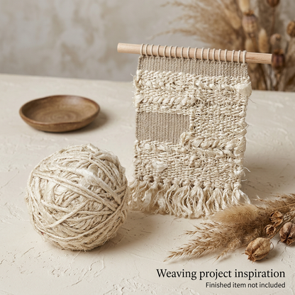 Off white sari silk woven wall hanging project inspiration; finished item not included.