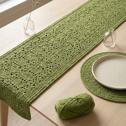 Project inspiration: Olive Grove CottonPearl crochet table runner and placemat
