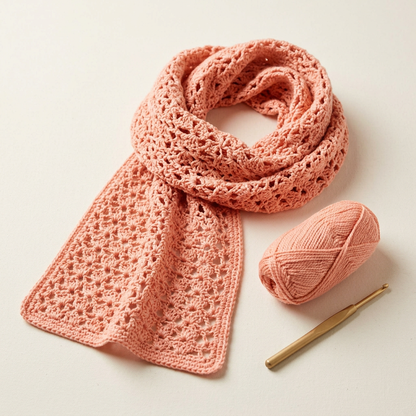 Project inspiration: Coral Blush CottonPearl openwork scarf