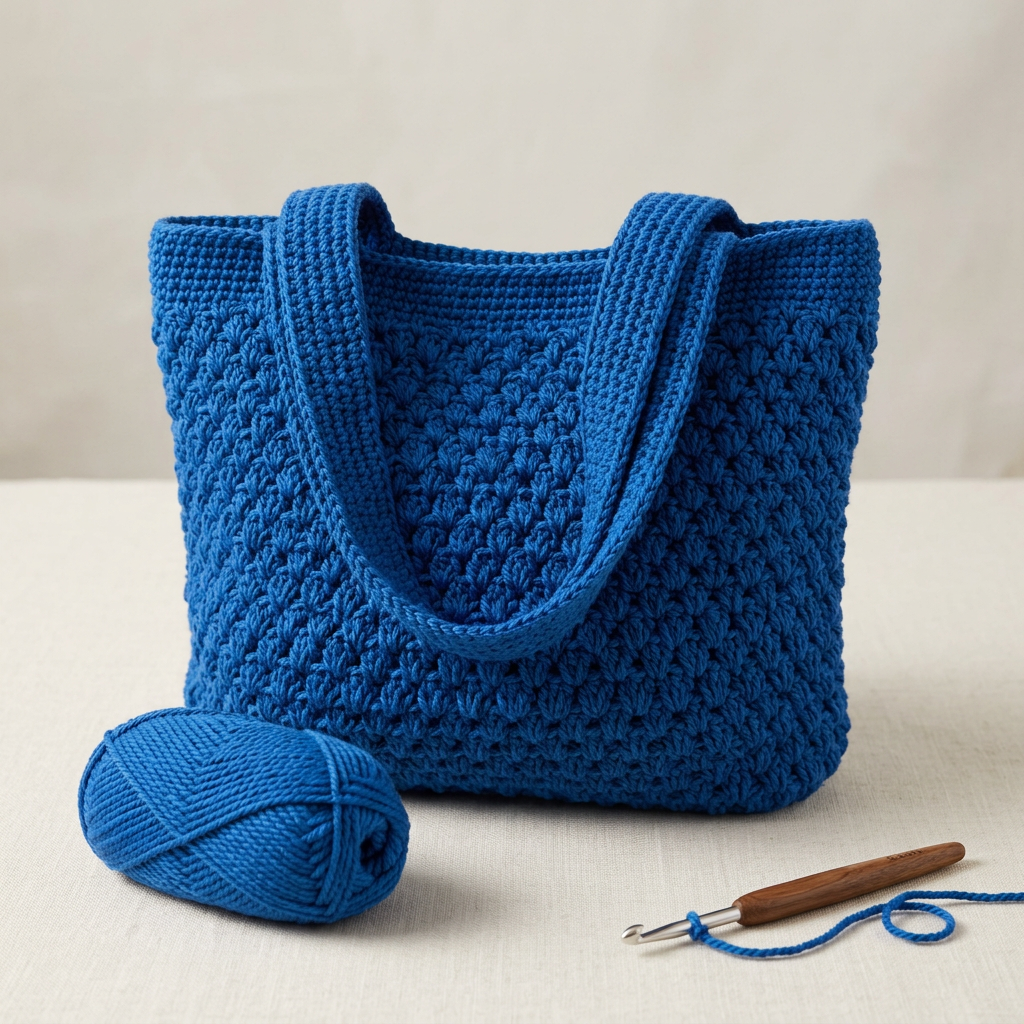Project inspiration: Royal Sapphire CottonPearl crochet tote bag