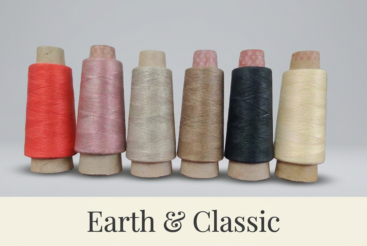 KnitSilk six-cone silk-cotton thread collection captioned Earth & Classic