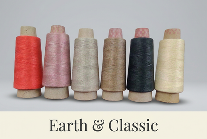 KnitSilk six-cone silk-cotton thread collection captioned Earth & Classic