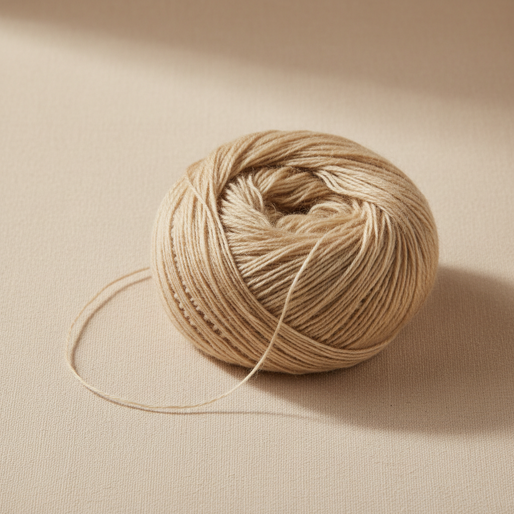 Natural Tussah wild silk combed silk yarn 20/2 Nm arranged in a warm neutral studio