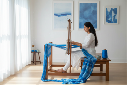 Knitsilk Recycled Sari Silk Ribbon Yarn — Super Bulky Blue (50g / 30 yd)