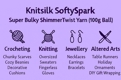 Knitsilk SoftySpark – Super Bulky ShimmerTwist Yarn (100g Ball) | Golden Glow