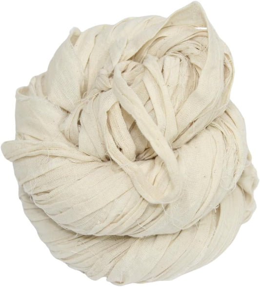Khadi Cotton Ribbon Yarn – 100% Natural Matte Ribbon • 22 Yards (70 g) – For Knitting, Crocheting & Crafts