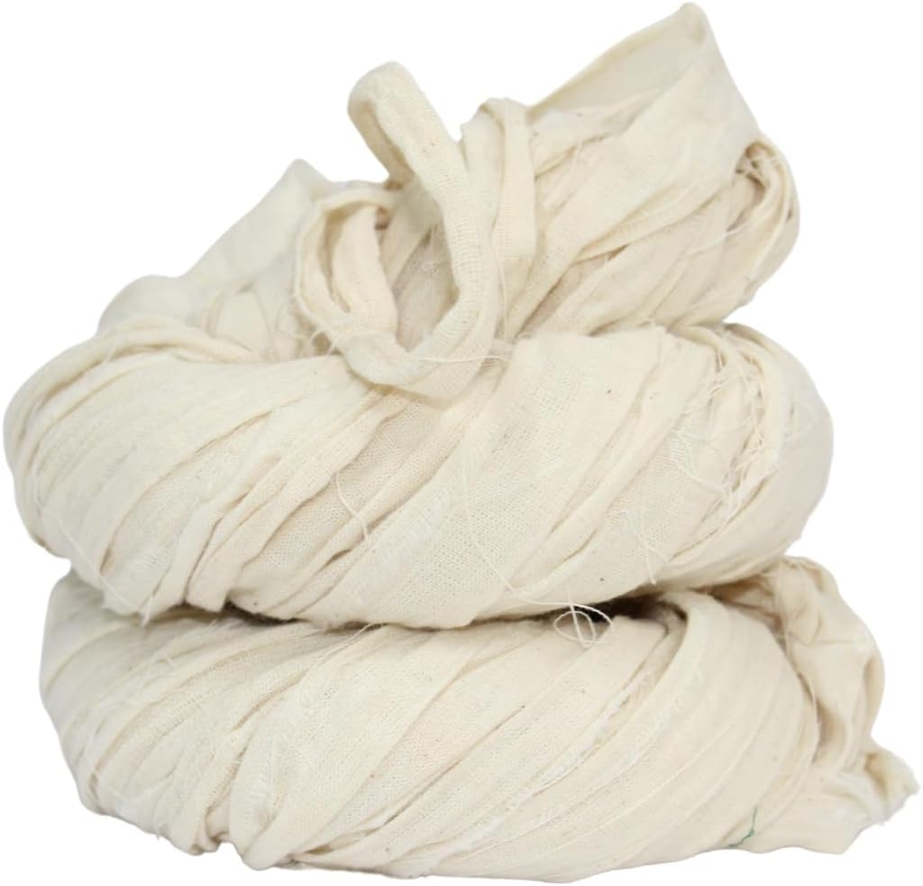 Khadi Cotton Ribbon Yarn – 100% Natural Matte Ribbon • 22 Yards (70 g) – For Knitting, Crocheting & Crafts