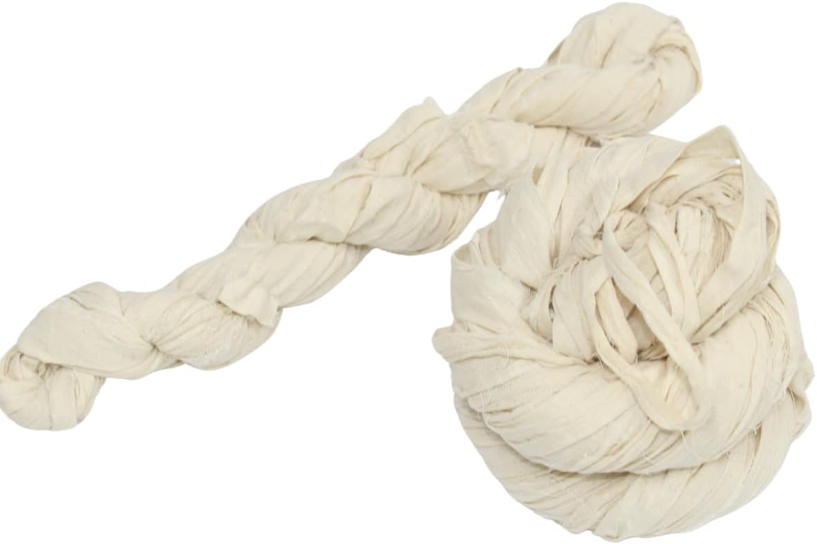 Khadi Cotton Ribbon Yarn – 100% Natural Matte Ribbon • 22 Yards (70 g) – For Knitting, Crocheting & Crafts