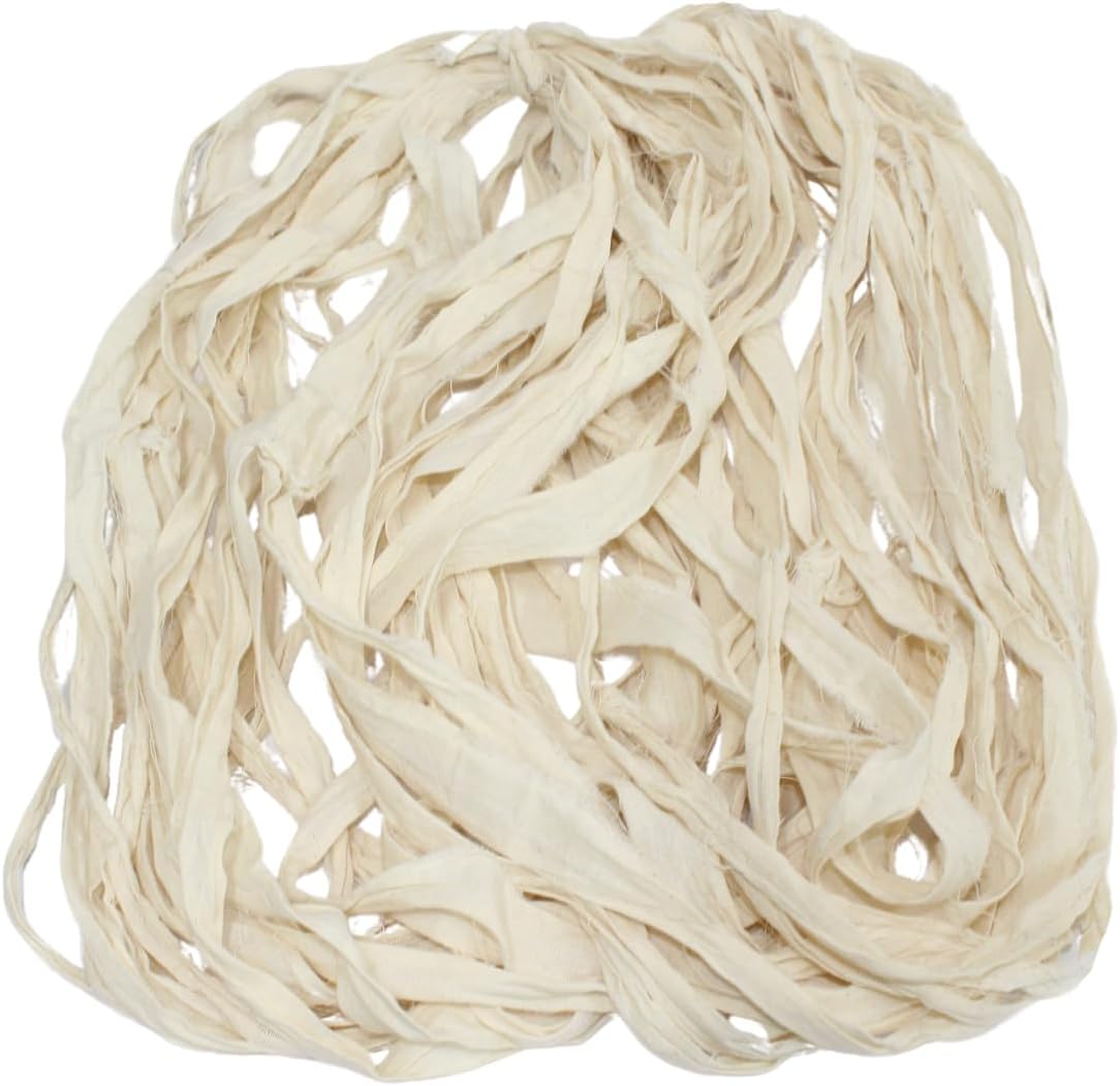 Khadi Cotton Ribbon Yarn – 100% Natural Matte Ribbon • 22 Yards (70 g) – For Knitting, Crocheting & Crafts