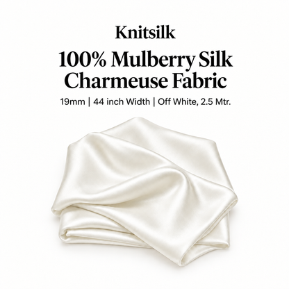 KnitSilk 19mm Off White 2.5-meter Charmeuse main image with embedded text and clear margins