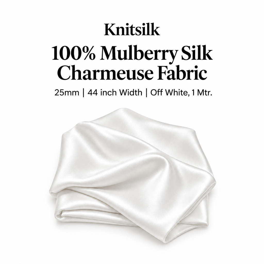 KnitSilk Charmeuse fabric main image with embedded product text