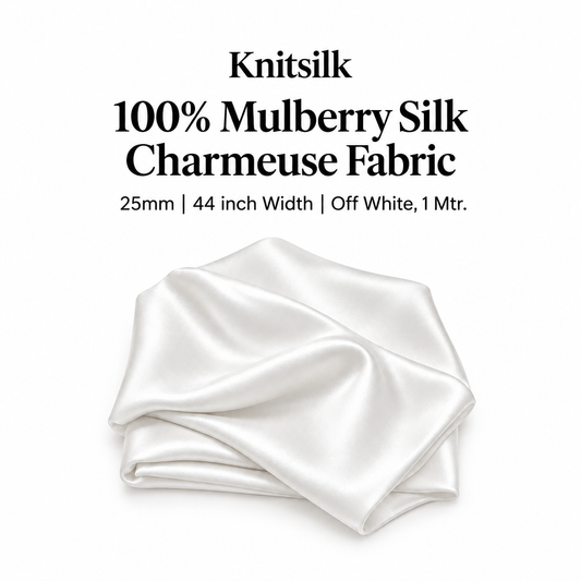 KnitSilk Charmeuse fabric main image with embedded product text