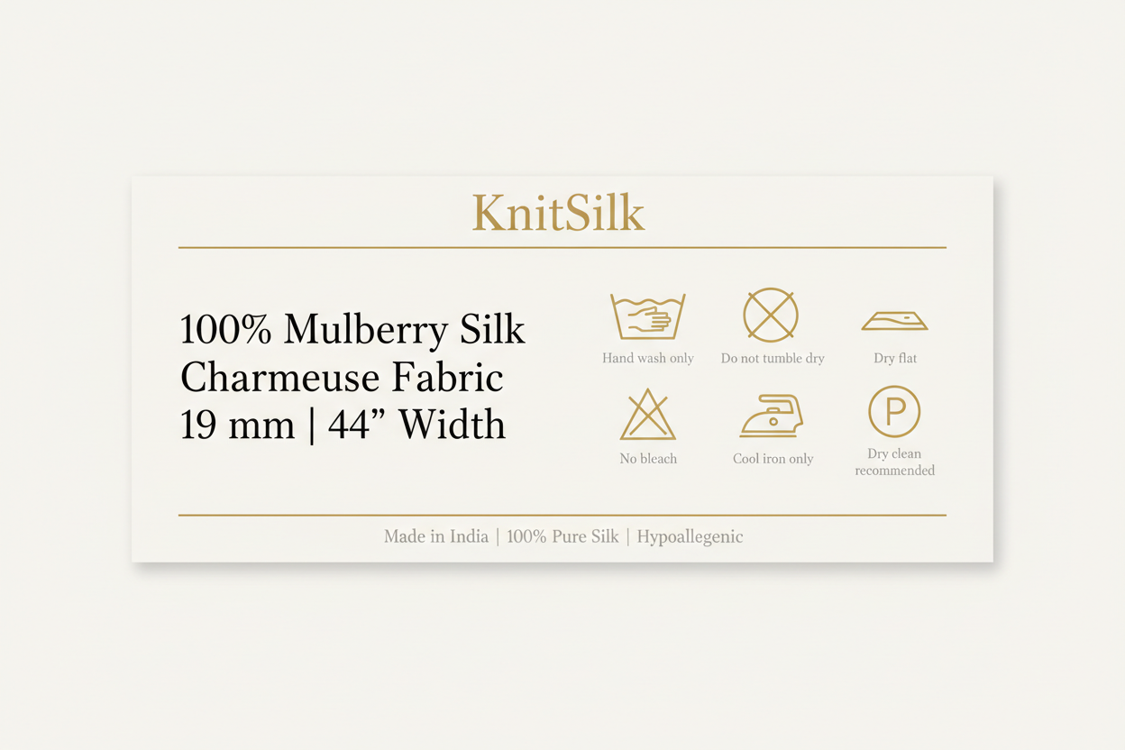 KnitSilk Mulberry Silk Charmeuse 19mm Label