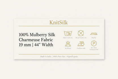 KnitSilk Mulberry Silk Charmeuse 19mm Label
