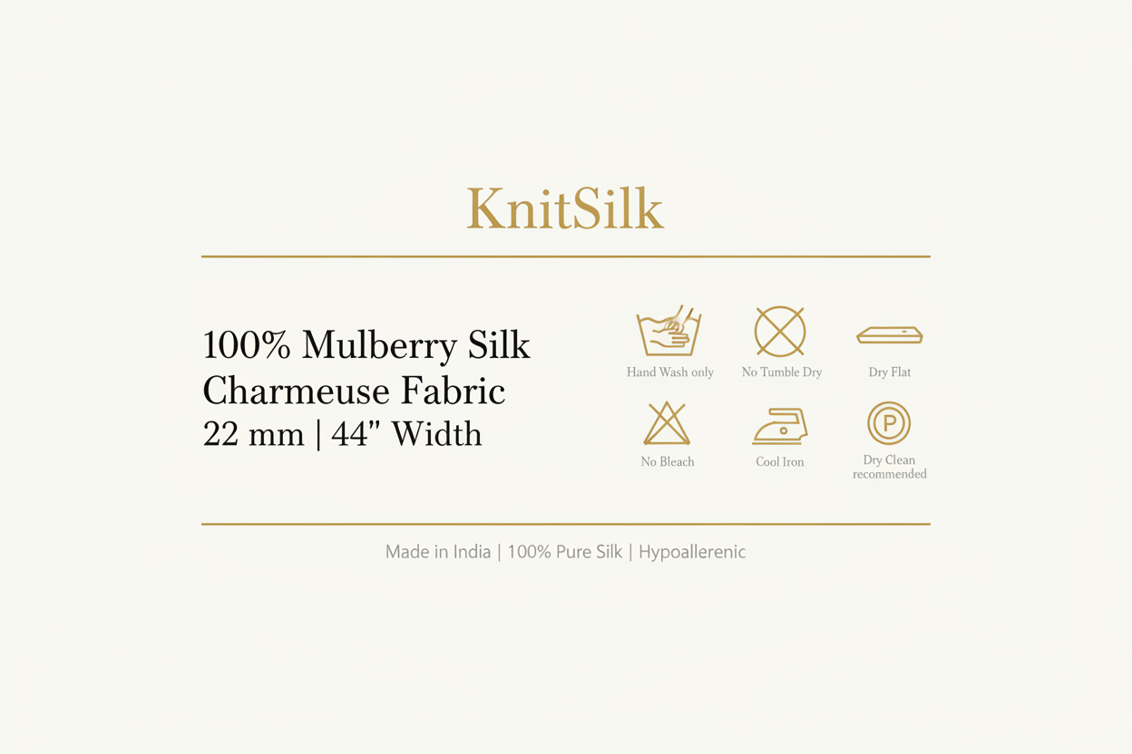 KnitSilk Mulberry Silk Charmeuse 22mm Label