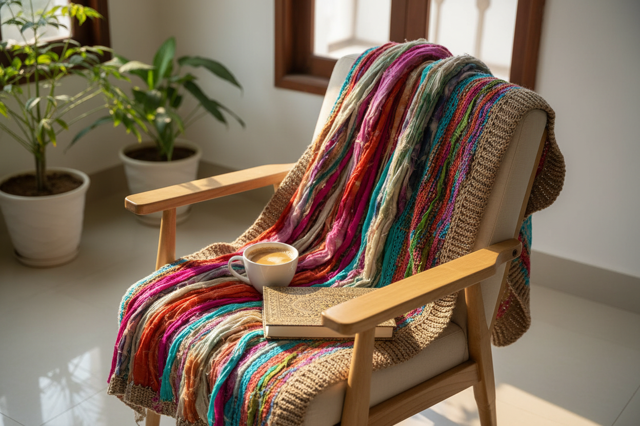 Knitsilk Recycled Shibori Sari Silk Ribbon Yarn-Multicolor| Best for Crochet, Knitting, and Embroidery |50 GMS-30 Yards