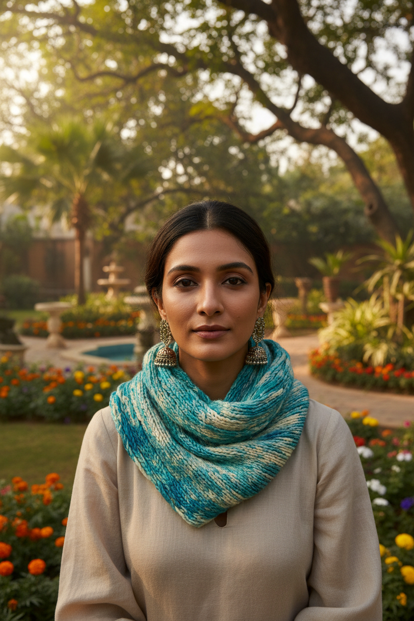 Knitsilk Recycled Shibori Sari Silk Ribbon Yarn-Light Blue| Best for Crochet, Knitting, and Embroidery |50 GMS-30 Yards