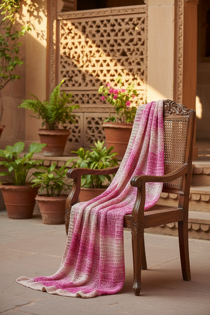 Knitsilk Recycled Shibori Sari Silk Ribbon Yarn-Light pink| Best for Crochet, Knitting, and Embroidery |50 GMS-30 Yards