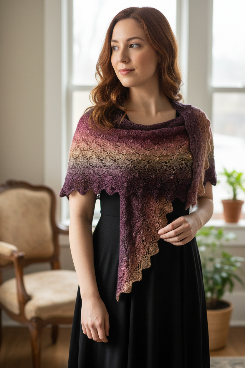 Knitsilk 3 Ply 100% Mulberry Silk Lace Weight Yarn –Purple and Peach (50g / 260 Yards)